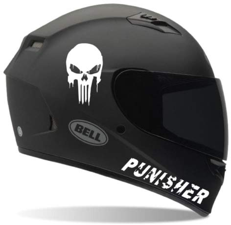 SUPERSTICKI 2X Punisher Helmaufkleber Helm Motorrad Aufkleber Bike Auto Racing Tuning aus Hochleistungsfolie Aufkleber Autoaufkleber Tuningaufkleber Hochleistungsfolie für alle glatten Fläc