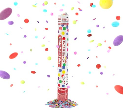 Party Factory 1 Party Popper, 40 cm, Buntes Konfetti, bis 8 m Effekthöhe, Konfettiregen für Hochzeit, Geburtstag oder Silvester