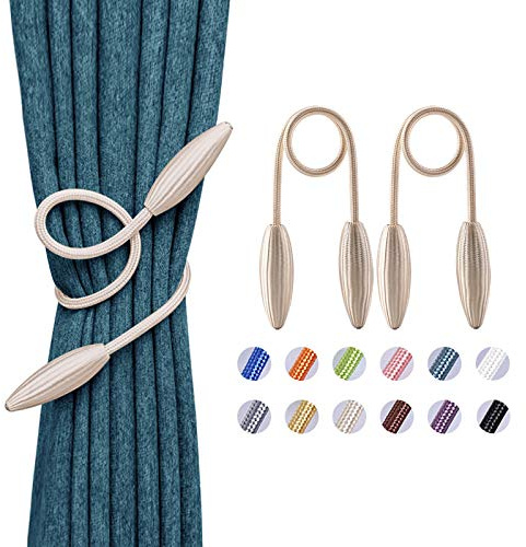 NICEEC 2 Pack DIY Curtain Tiebacks Clips Crystal Decorative Creative Twist Drape Tie Backs European Style Random Modelling Curtain Holdbacks for Home Kitchen Office Window Drapery (Creamy White)