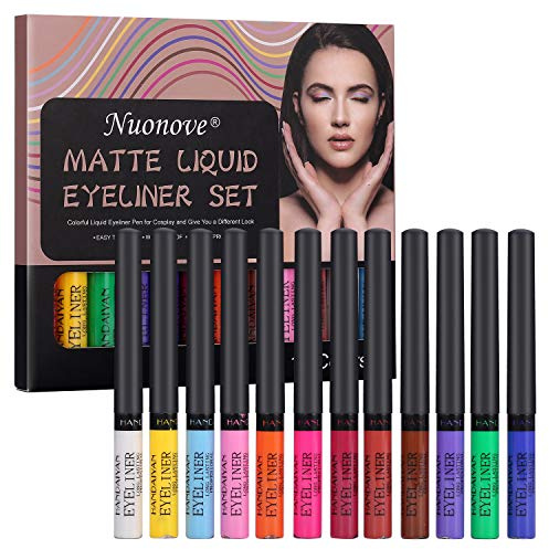 Matte Liquid Eyeliner Eyeliner Pen Eyeliner Wasserfest Eyeliner, Bunter Flüssiger Eyeliner-Stift Für Cosplay Und Ein Anderes Aussehen, Einfach Zu Färben, Wasserdicht, Wischfest, 12 Farben