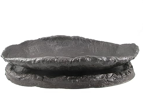 Bonsaischale + Untersetzer Bonsai Schale Bogenschale Pflanzschale floßform anthrazit 50x25x9,5cm (31323)