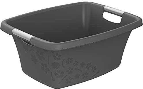Rotho Flowers Cestino per il bucato 25l, Plastica (PP) senza BPA, antracite, 25l (50.5 x 38.3 x 21.8 cm)