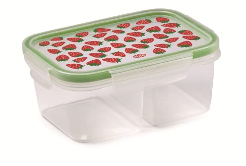 Snips |SnipsLock Lunch Box Rett 0,80LT Decoro Fragole Con Doppio Scomparto | Made in Italy | 100% BPA Free