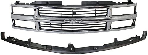 Garage-Pro Front Grille Assembly Kit For Chevrolet C1500 1994-1999, C2500 1994-2000, C3500, K1500, Chrome Shell, Painted Black Insert