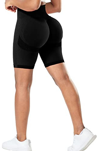 RIOJOY Kurze Leggings Damen Push Up Booty Sport Shorts High Waist Seamless Scrunch Butt Sportleggins für Gym Fitness Workout Yoga
