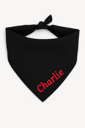 Personalisiert Hunde Bandana, Verstellbare Hunde Dreiecks Halstuch Wunschname, Gestickt Name des Hundes, Baumwolle Kopftücher Hundehalstuch Dreieckstuch, Dog Bandana (S, Schwarz)