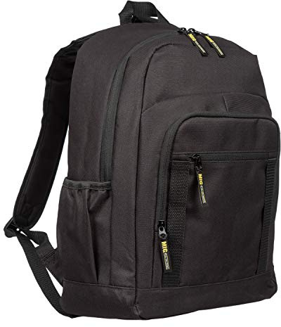 Mens Large Multi Compartment Backpacks by MIG, Ideal for Work, Travel, Sports and Gym. (Black)