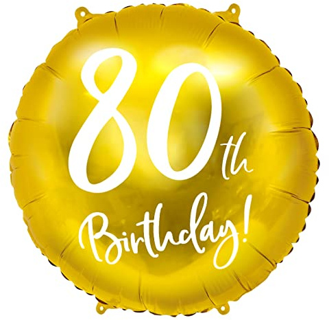 Folienballon 80. Geburtstag Gold – Ballon 80th Birthday | Ballon Zahl 80, Luftballon & Heliumballon 80 Jahre, Geburtstagsdeko für Oma Opa Vater Mutter, ca. 35cm