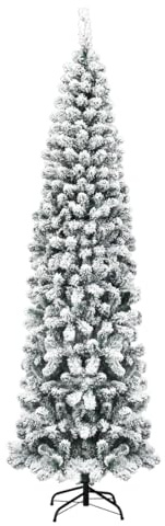 GOPLUS Árbol de Navidad Artificial Nevado con Puntas de Rama PVC Ignífuga, Árvore de Natal Tradicional con Nieve, Decoración Navideña con Soporte de Metal, Fácil de Montar, Verde