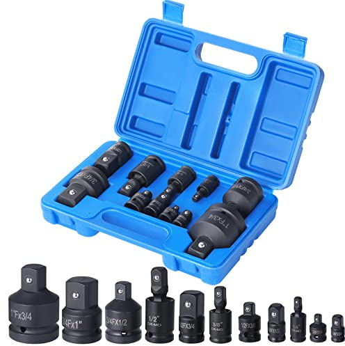 eROOSY 11 PCS Impact Socket Adapter and Reducer Set, 1/4 3/8 1/2 3/4 Drive Socket Adapter Set, Impact Grade Universal Joint, Swivel Socket Adapter Set