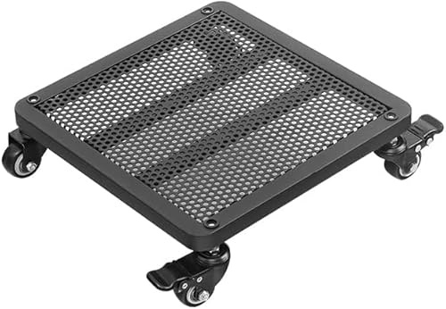 MANGGUO Quadrat Metall Pflanzenroller Outdoor mit Bremse, Blumenroller Außenbereich und Innenbereich, Pflanzenroller mit Softrollen für Parkett, Schwerlast,Schwarz,30 * 30CM