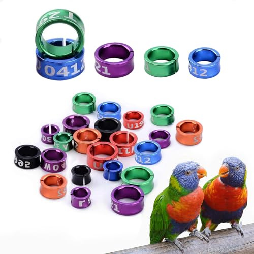 Lxooezu 80 Pcs Open Bird Foot Ring Bird Leg Band Aluminum Alloy Recognition Ring Birds Tags Mixed Color for Parrots,Hibiscus,Peonies,Pigeons,Quails,Rutin Chickens etc (ID 6MM)