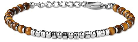 GAVU Herren Edelstahl Armband mit Steinperlen