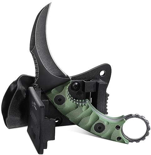 univinlions Jagdmesser Feststehende Klinge,Outdoor Messer mit Kydexscheide,D2 Stahl Survival Messer,G10 Griff Camping Messer,Geschenk für Männer