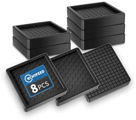 RCHYFEED Antideslizante de Goma para Muebles 5cm，8 Piezas Negro Almohadillas Antideslizantes, Protectores de Suelo de Silicona para Patas de Silla, Eliminan el Ruido y los Arañazos (Cuadrado)