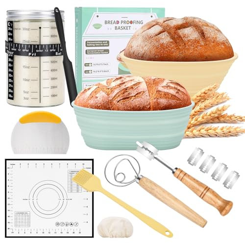WADEO Cestino Lievitazione Pane, [18 Pezzi] Kit per avviamento Pasta Madre, Regalo Perfetto per Mamme, Mogli, Fidanzate, Appassionati di Panificazione