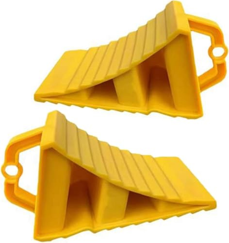 Dranng Unterlegkeile Mit Griff 2 Stück, Unterlegkeile Anhänger, Bremskeile Für Anhänger,auffahrkeile Für Wohnmobil,unterlegkeile Wohnmobil Für PKW, Anhänger, Wohnwagen, Auto, Wohnmobil, Gelb