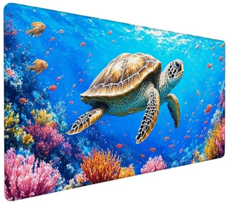 Mauspad XXL, Mauspad Großer Ozean Mauspad Groß Schreibtischunterlage, Mauspad Gaming Schildkröte, WassXerdicht Mouse Pad, Genähte Kanten Mit Anti-Rutsch-Gummiboden für Home Office 800x400x3mm DY-293