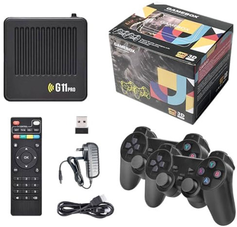 Retro Spielkonsole, 256G Plug and Play Handheld Spielkonsole mit 60,000 Spielen, Duales System Retro Emulator Konsole Videospiel mit 2.4G Drahtlose Dual-Controller für Fernseher