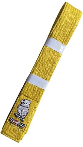 OSS Combat Sports BJJ - Cinturón infantil aprobado por la IBJJF, 100% algodón, ligero, diseño duradero, listo para competición, perfecto para jóvenes practicantes brasileños de Jiu-Jitsu., amarillo,