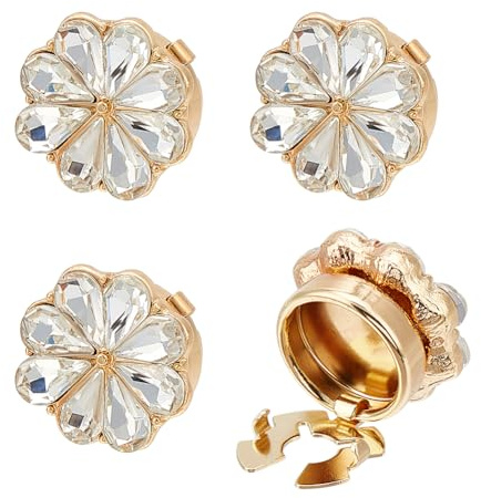 NBEADS 4 Pcs Couvercle de Boutons en Strass, Boutons à Fleurs Couvre Cache Bouton de Chemise Couvre Boutons de Manchette pour Robe Costume Accessoires de Chemises, Or