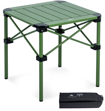 iClimb Lightweight Stable Alu. Folding Square Table Roll Up Top (Green, S)