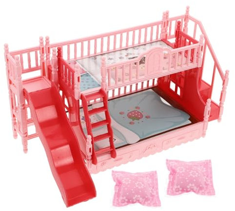 TOBBOMEY 1 Set Puppenbett, Mini Küche, Mini Bett Für Puppen, Mini Puppenhausmöbel, Puppenhauszubehör, Lil Woodzeez Etagenbett Für Puppen, Miniaturmöbel, Puppenhausbett, Miniaturbett,