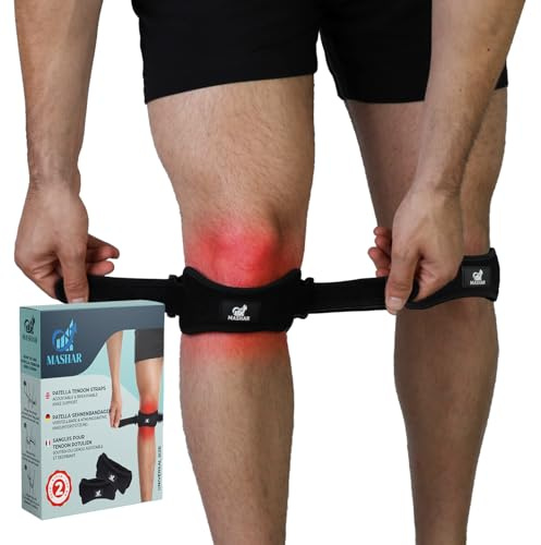 2 Pack Patella Tendon Knee Straps for Knee Pain Relief – Adjustable Tendon Support Brace for Running, Basketball, Hiking, Tennis, Squats, Volleyball, Jumper’s Knee & Tendonitis – For Men & Women