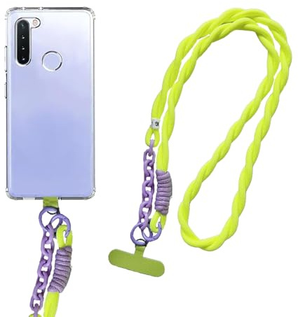 Diyxisk Handyband Universal 60CM Verstellbar Handyband zum Umhängen aus doppeltem Nylon-Seil Grün/Lila Kompatibel mit jedem Handy und Smartphone für Elternschaft, Urlaub, Outdoor, Reisen