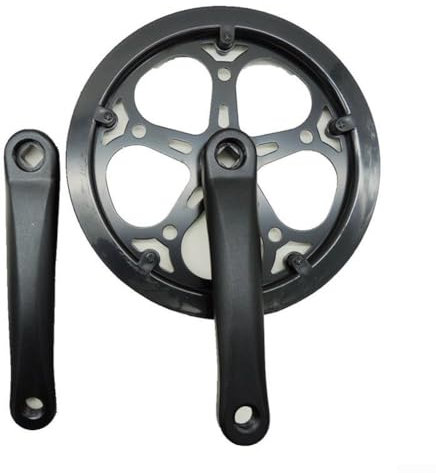 FACULX Klapprad-Kurbelgarnitur, 52 Zähne, 170 mm, Vierkantlochkurbel mit Schutzscheibe, Aluminiumlegierung, Singlespeed, Kurbelgarnitur für Fahrräder (schwarz)