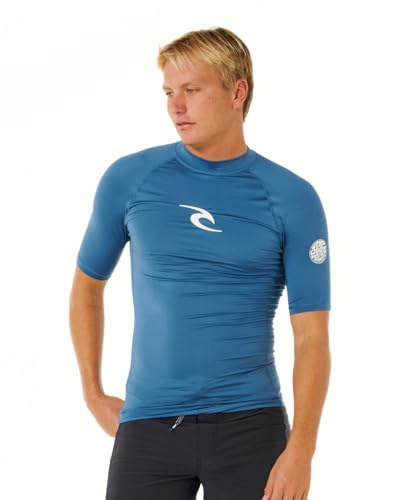 Rip Curl Rashguard da Uomo a Maniche Corte Waves UPF 50 Performance