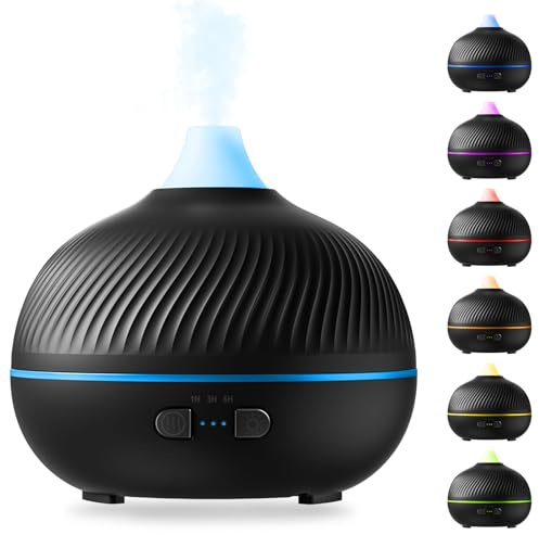 Essential Oil Diffusers, 180ml Aroma Diffuser Kabellos für Ätherische Öle, RGB-7 Bunt Raumduft Diffuser mit 1h/3h/6h Timer, USB Raumdiffuser BPA-Frei, für Schlafzimmer Büro Spa (A)
