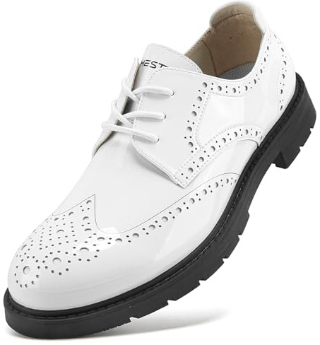 PENXZT Spikes Golfskor Herr Halkfria Utomhus Golf Sport Träningsskor för Golf,White,42 EU
