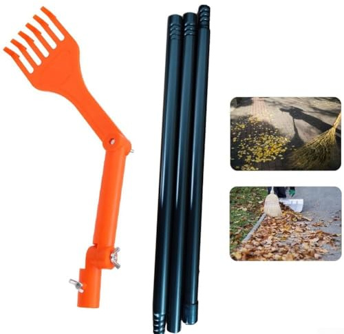 Mini rastrello per la pulizia delle grondaie per rimuovere foglie e rami dai tetti con testa girevole regolabile e aste di prolunga, struttura in plastica resistente per uso esterno a lungo termine (B