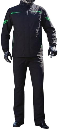 WAZHAKU Tuta antipioggia da moto, da uomo, impermeabile, set riflettente, per bicicletta, con chiusura lampo, giacca antipioggia in due pezzi, a maniche lunghe e lunghi, set di abbigliamento da