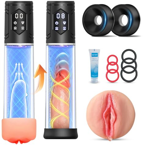 Pompa per Pene - Masturvatore per Uomo con Dispone di 10 Modalità di Suzione Allenatore del Pene per Assistere l'erezione e Aumentare la Durata Vibratoreper Donna Uomo Dildo Realistico Pene Vibratore