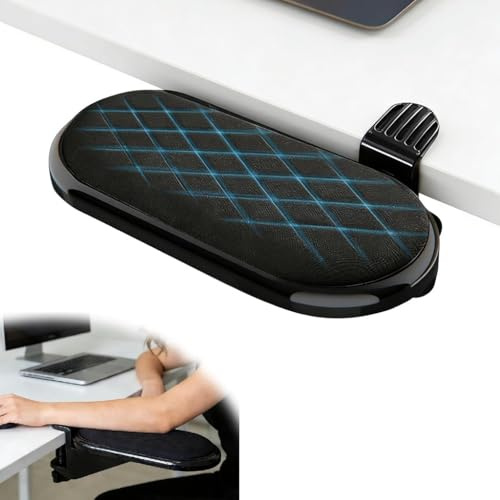 EAAGHK Repose Bras Bureau Pivotant à 180°, Repose Poignet Ordinateur Ergonomique, Support de Bras Bureau Réglable, Convient aux Tables Jusqu'à 6,2 cm d'Epaisseur, pour Détendre Muscles Maison, Noir