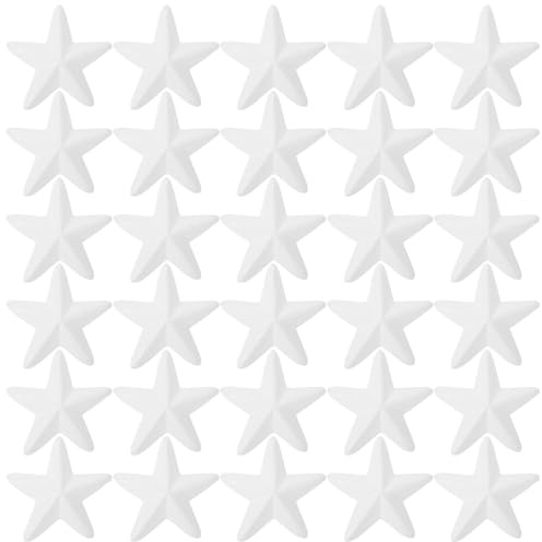 Alipis 30 Stück Weiße Schaumstoffsterne 3D Aus Styropor Sternrohling Aus Polystyrol 10.00 X 10.00 X 2.00 cm Für Weihnachtsdekoration Hochzeitsdekoration Partydeko Und DIY-Bastelprojekte