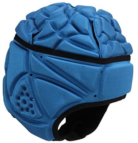 OPPWONG Casco da Football Soft Cover Traspirante, Copricapo Imbottito da Rugby per Adulti, Bambini e Ragazzi, Casco Sportivo da Calcio con Design Lacrosse, Ideale per Ciclismo, e (BLUE)