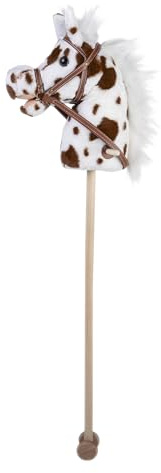 Engelhart Steckenpferd Gefleckt – Hobby Horse Plüschpferd mit Sound & Rädern – 95 cm Stockpferd für Kinder zum Spielen und Reiten