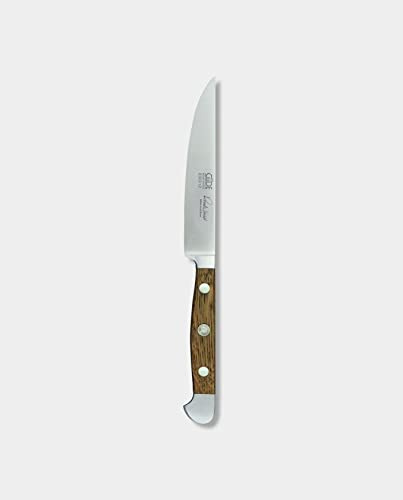 Güde Solingen - Cuchillo de filete liso forjado, 12 cm, madera de roble de barril, ALPHA-FASSEICHE - doble virola, Hecho a mano en Alemania