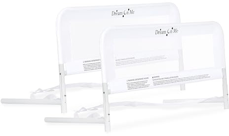 Dream On Me Lightweight Mesh Security Adjustable Bed Rail Double Pack with Breathable Mesh Fabric in White, 2 Count (Pack of 1)
