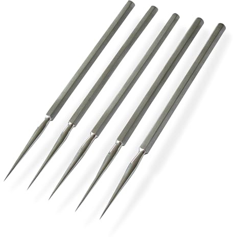 5x Präpariernadel, gerade, vollmetall, sehr stabil, Präparier-Nadeln | Spitze voll ausglühbar, 1A Qualität, rostfreier Edelstahl, sterilisierbar