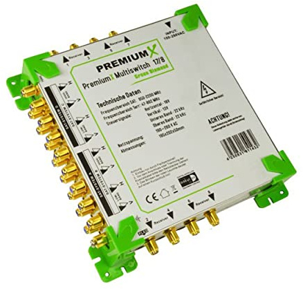 Premium X Green Diamond PMECO 17/8 Multischalter Multiswitch 4 SAT für 8 Teilnehmer Satverteiler HDTV FullHD 4K UHD 8K