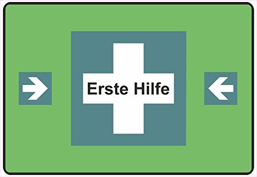 Schild Hinweisschild Hinweis Erste Hilfe Kasten Notkasten SOS Arzt Doktor Doc
