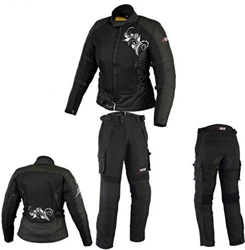 DAMEN MOTORRADKOMBI JACKE + HOSE - AUS TEXTIL/CORDURA für Motorrad Biker Chopper Cross (XS)