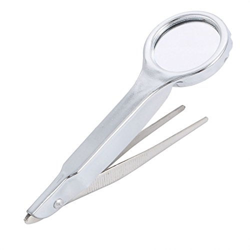 sourcing map Handgerät Lupe Beleuchtete Vergrößerungsglas 10X mit Pinzette DE de
