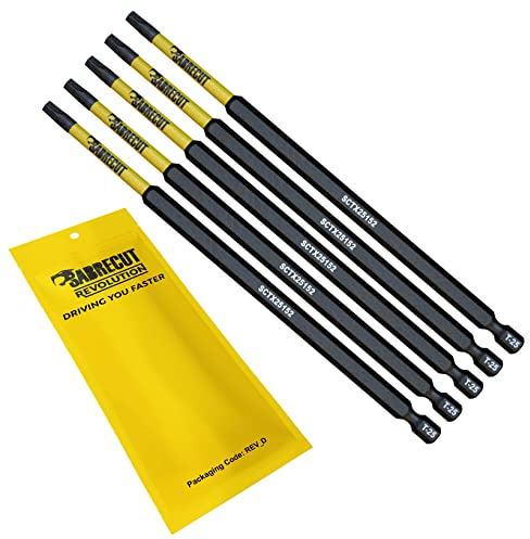 SabreCut 5pcs SCTX25152_5 152mm T25 TX25 Impact Schrauberbits Robust | Geschmiedete Präzisionsspitzen und wärmebehandelter Torsionsstahl verbessern Schlagfestigkeit und Haltbarkeit