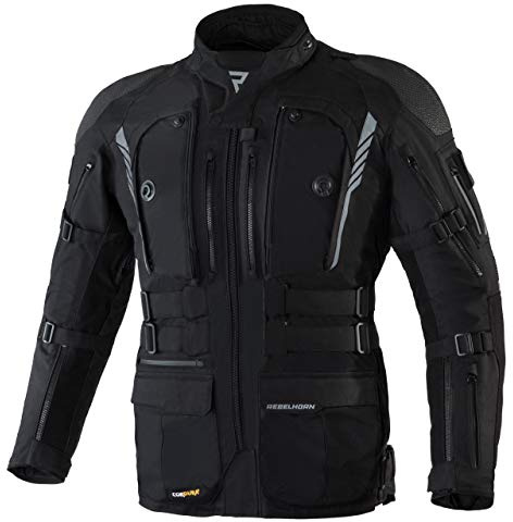 REBELHORN Patrol Motorradjacke Herren | Cordura | Sympatex Membran | Ellbogen und Schulterprotektoren Stufe 2 | Rückenprotektor Stufe 1 | Thermofutter | Belüftungspaneele