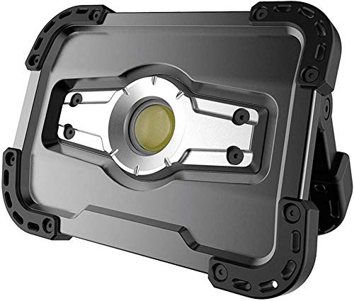 KUNZER PL-2 COB-Arbeitslampe, Scheinwerfer aufklappbar u tragbar, 800 lm | Werkstattleuchte, Lichtstärke, 4h Leuchtdauer, Gewicht 705g, Ladekabel, Lithium-Ionen-Akku, Fußteil, Arbeitsleuchte